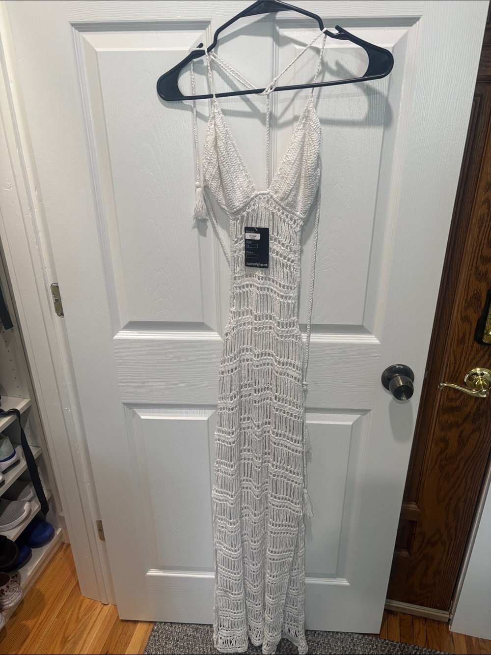 Uluwatu Collection White Crochet Maxi Dress Size S NWT